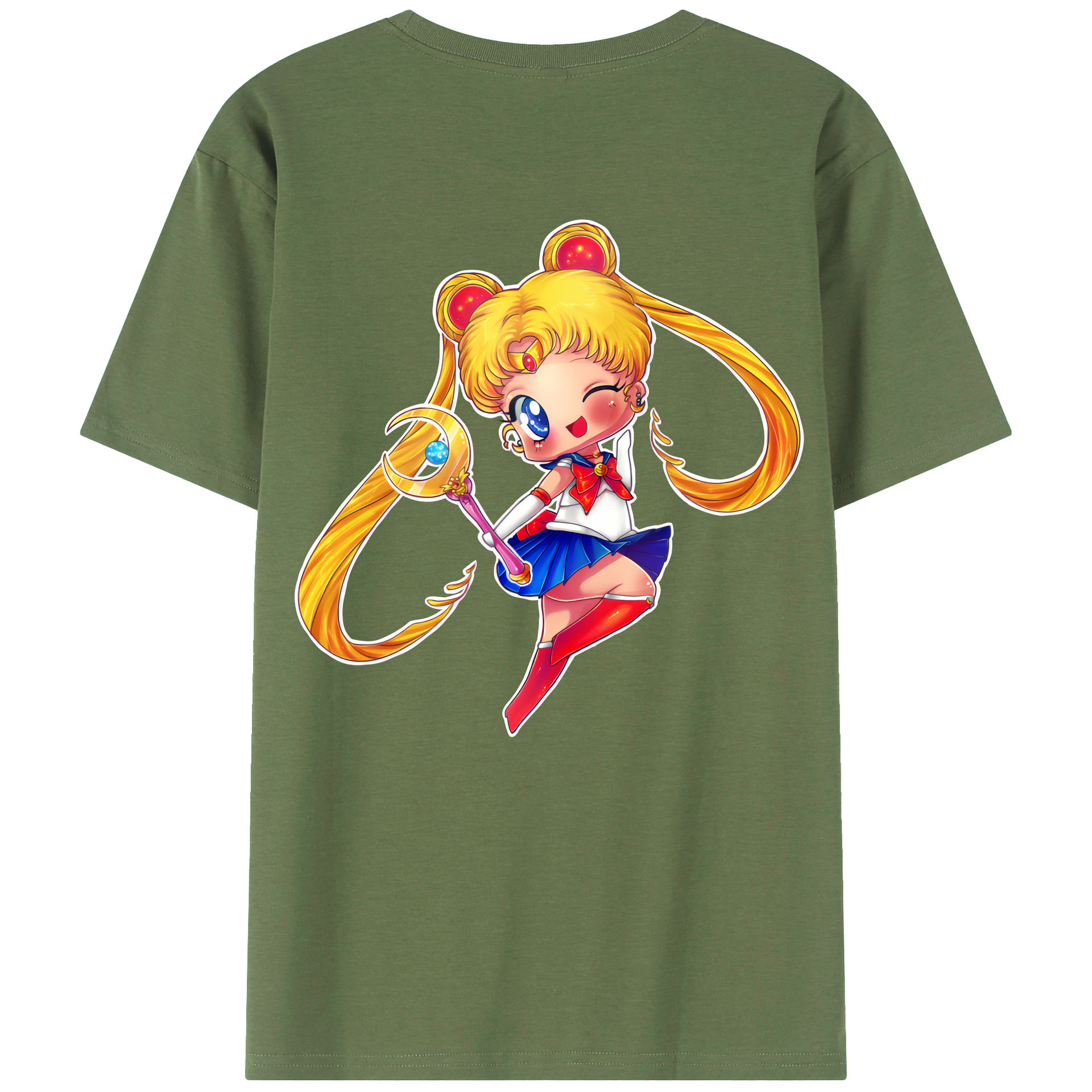 （画像用） 美少女戦士セーラームーン 月野 うさぎ つきの うさぎ Sailor Moon Tsukino Usagi 綿100％ メンズ半袖Tシャツ（バックプリント） 通気性